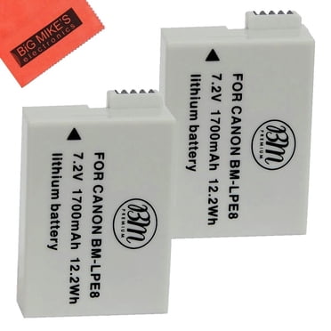 BM Premium Lot de 2 Batteries LP-E8 pour Canon EOS Rebel T2i, T3i, T4i, T5i, EOS 550D, EOS 600D, EOS 650D, EOS 700D Appareil Photo Reflex Numérique