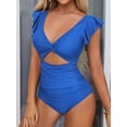 thumbnail image 5 of Charmo Ruffled One Piece Swimsuit for Women High Cut Bathing Suits Backless Monokini Swimwear, 5 of 5