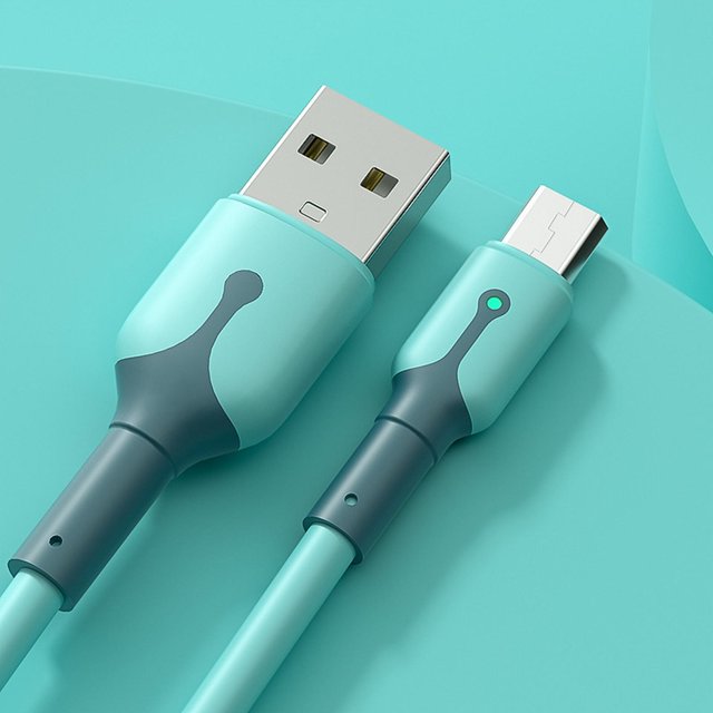 WIFKLSIIPG Micro USB Liquid Silicone Smartphone Charging Data Cable 5A Breathing Light Smart Fast Charging Cable 1m