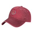 thumbnail image 3 of ZICANCN Casquette de Baseball Ajustable pour Femmes, Chapeaux Signe de Paix Arc-en-Ciel Fleuri pour Hommes Adultes en Denim de Coton Lavé Mode, Rouge, 3 of 6