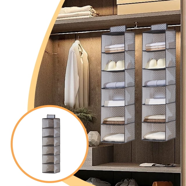 Value for Money,Thickened Multi-Layer Hanging Storage Bag, Wardrobe Hanging Box, Foldable Dust-Free Three-Dimensional Design, | Non-Woven Fabric, Gray-711 $BS$3