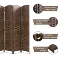 thumbnail image 2 of FDW Folding Privacy Room Divider Screen, 6 ft Portable Indoor Partition, Wood, Brown, 2 of 7