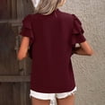 thumbnail image 4 of Dealovy Blouses for Women Dressy Double Layered Ruffle Short Sleeve Work Shirts V Neck Business Casual Top, 4 of 5
