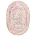 thumbnail image 1 of Safavieh Tressed Collection BRD210B Fait à la Main Boho Réversible Coton Zone Tapis, 5' x 8' Ovale, Ivoire / Multi, 1 of 5