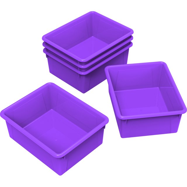 Storex Deep Storage Tray, Letter Size, 10 x 13 x 5 Inches, Violet, 5-Pack