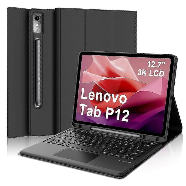 2025 Lenovo Tab P12 12.7 Inch Keyboard Case with Touchpad, Black SchwarzTouchpad
