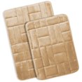 thumbnail image 1 of Clara Clark Bathroom Rugs, Velvet Memory Foam Bath Mat, Ultra Soft Non Slip and Absorbent - Tiled - Set of 2 - Beige, 1 of 6
