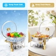 thumbnail image 3 of GloryStar Ensemble de 2 Plats Anti-Frottement pour Buffet, Plats Ronds de 5 Qt pour Buffet avec Support de Couvercle et Couvercle en Verre, Ensembles de Réchauds et Réchauds de Buffet en Acier Inoxydable pour Fêtes, Mariage, Camping, Souper, 3 of 7