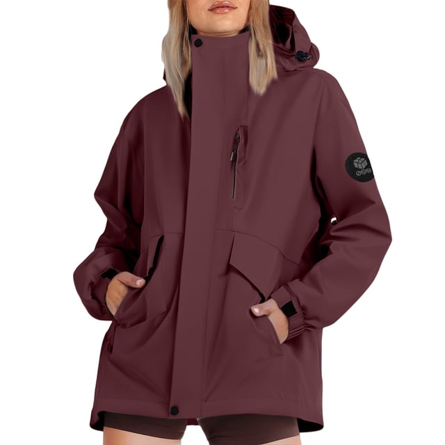 ManxiVoo Veste Élégante pour Femme Résistante à l'Eau Respirante Coupe-Vent de Printemps pour Usage Quotidien Mode de Rue Taille TTTG Bordeaux