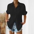 thumbnail image 1 of Styesk Hauts pour Femmes Chemise d'Été Unie à Col à Revers à Manches Courtes Ample à Boutons, 1 of 6