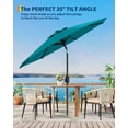 thumbnail image 2 of Patio Umbrella Market Umbrella 9ft Turquoise Blue - Heavy Duty 8-Rib Aluminum Frame with Button Tilt & Crank, UV Protection & Waterproof for Outdoor Table, Garden, Pool, Deck (1-Pack), 2 of 7