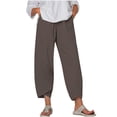 thumbnail image 2 of RXIRUCGD Capris d'Été pour Femmes, Confortables, Amples, à Jambes Larges, Mode, Couleur Unie, Brun, Taille : 4TG, 2 of 5