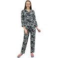 thumbnail image 1 of Bimba Black Button-Down Shirt With Elastic Waist Pajama Printed Night Wear Set-12, 1 of 6