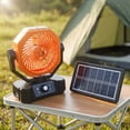 thumbnail image 1 of Solar Portable Misting Camping Fan with Remote, Oscillating Spray Fan with Night Light, Orange, Rechargeable USB Solar Panel, 6 in, 1 of 6