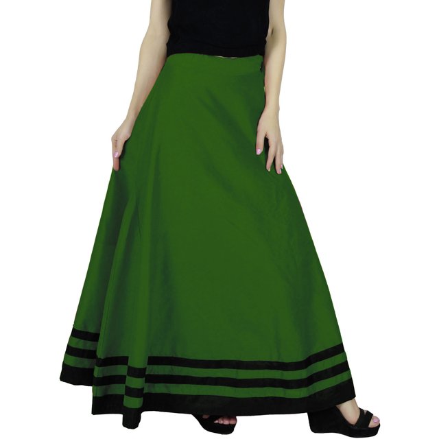 Bimba Women Long Maxi Skirt Faux Silk Boho Chic Skirts With Drawstring Waist