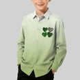 thumbnail image 2 of RXMEKW Chemise à Manches Longues Imprimée de la Saint-Patrick pour Garçons avec Col Rabattu, 95 % Coton 5 % Élasthanne, Vert, 2 of 7