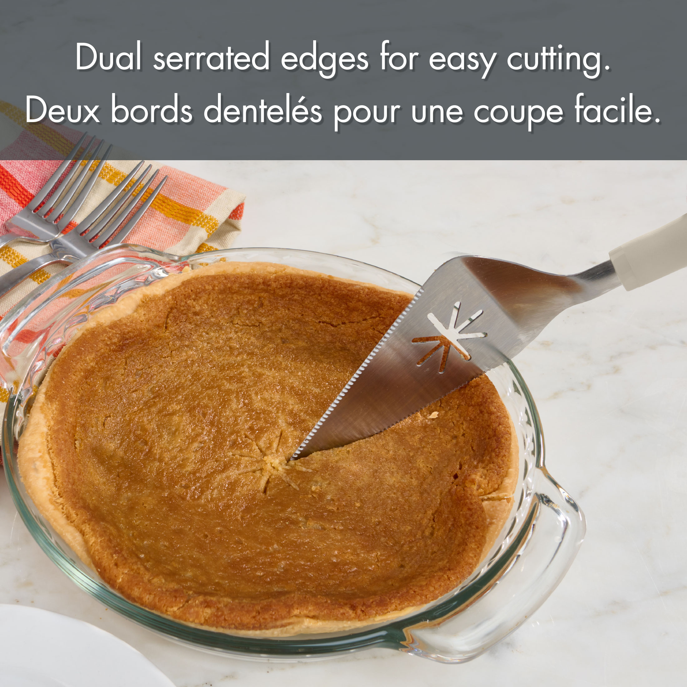 Mainstays Stainless Steel Cake & Pie Server with Ergonomic Grey Handle