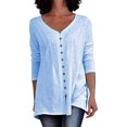 thumbnail image 1 of Femmes Manches Longues V Bouton de Cou vers le Bas Cardigan Couleur Unie Haut, 1 of 2
