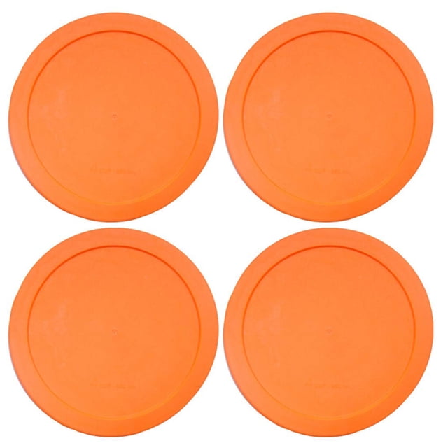 Idb | Lids For Pyrex And Anchor Round Glass Containers 2-Cups Orange-4Pk. A set of four round orange lids designed to fit 2-cup Pyrex and Anchor glass containers. Made of a non-porous surface that resists food odors, flavors, and stains. Suitable for use in the refrigerator, freezer, microwave, and dishwasher. Ideal for drinkware accessories and food storage solutions.
