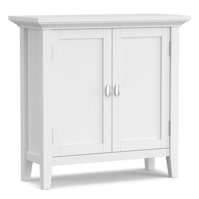 Simpli Home Redmond Solid Wood 32 " Transitional Low Storage Cabinet in White