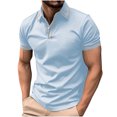 thumbnail image 1 of Styesk T Shirts for Man Fashion Leisure Solid Color Versatile Button Turndown Collar Short Sleeve Top, 1 of 2