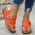 thumbnail image 3 of Women's Platform Tong Sandals Comfortable Wedge Slingback Flip Flops Lightweight Non Slip Open Toe Beach Mules Orange Size 9.5, 3 of 7
