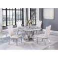 thumbnail image 4 of Round White Marble 5pc Dining Set with Silver Stainless Steel and 4 Chairs, 4 of 4