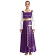 thumbnail image 1 of YUUMIN Tunique Superposée de Danse de Louange pour Femmes Longueur Cheville Coupe Ample Robe Maxi Robe de Culte Liturgique Violet 4TG, 1 of 7