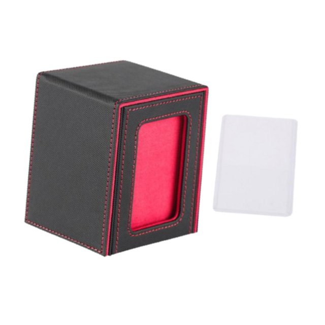 jinwen Card Deck Box Card Deck Storage Box, Transparent Window Album Card Holder Case Card Cards Case TCG Cards Protector Decks Case black red