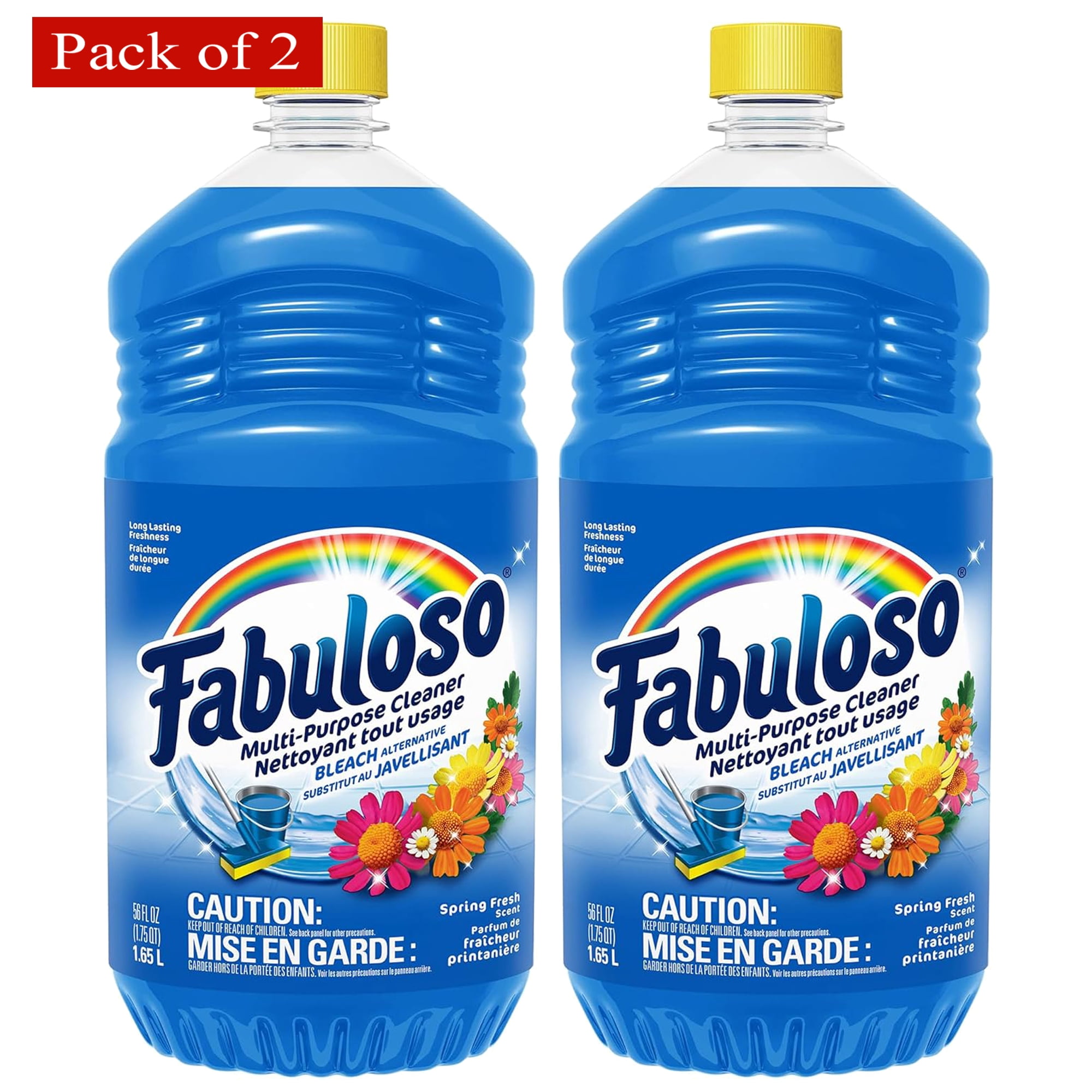 Fabuloso All‑Purpose Floor Cleaner, Spring Fresh with Bleach, 1.65L Bottle (Pack of 2)