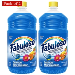 Fabuloso All‑Purpose Nettoyeur de sol, printemps frais avec bleach, 1.65L Bouteille (paquet de 2)