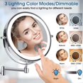 thumbnail image 4 of Wall Mounted Vanity Bathroom Bath Makeup Mirror with LED Swivel Folding Lighted 1X/5X Magnification Cosmetic Mirror, 4 of 10