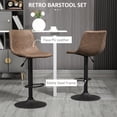 thumbnail image 4 of HOMCOM 2pc Adjustable Counter Height Bar Stools Kitchen Counter Stool Brown, 4 of 10