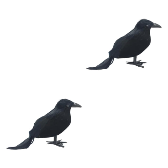 Shengyu Simulation Crow Animal Model - Halloween Party Decoration With Festive Ambiance Straight crow 2Set