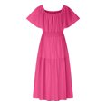 thumbnail image 4 of Économies d'Été Liquidation 2025 Bovxnpu Robe d'Été pour Femmes, Robes Maxi Décontractées Boho Plage, Mode Femmes Robe d'Été Décontractée Col Carré Manches Courtes Robe Unie TTG, 4 of 5