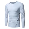 thumbnail image 1 of Dagugfen Long Sleeve Shirts for Men Irregular Button V Neck Trendy Casual Lightweight Hiking Tops Solid Color, 1 of 9