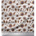 thumbnail image 1 of Soimoi Cotton Poplin Fabric Leaves & Cosmos Floral Decor Fabric Printed Yard 56 Inch Wide, 1 of 3