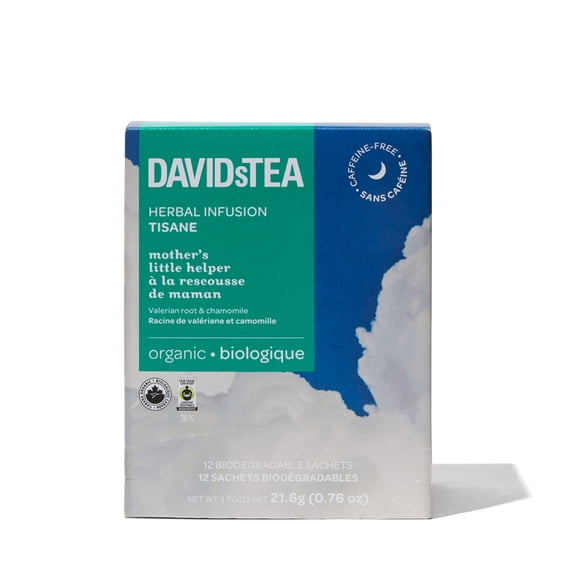 DAVIDsTEA - Herbal - Pack of 12 Individually Wrapped Sachets - Organic Mother's Little Helper Tea