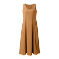 thumbnail image 2 of Kcodviy Robe d'Anniversaire Ronde Unie pour Femmes avec Poches, Décontractée, Longue, Grande Taille, en Satin, Robe Débardeur Quotidienne, 2 of 5