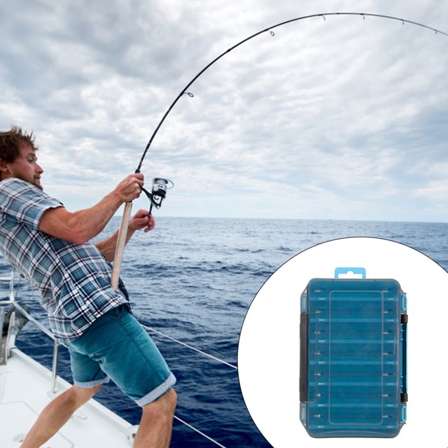 pitrice Boîte de Pêche Rangement Attirail Leurre Appât Conteneur Double Face Compartiments Organisateur Sac à Dos Outils Accessoire Capacité Vert Bleu