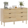thumbnail image 1 of HOMCOM Commode, Commode à 6 Tiroirs avec Panneaux Cannelés, Chêne, 1 of 10