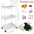 thumbnail image 3 of YOPTOP Chariot de Rangement à 3 Niveaux sur Roulettes Petit Chariot Utilitaire Chariot d'Organisation avec Roues Verrouillables Chariot de Rangement sur Roulettes Organisateur Étagère Chariot pour Cuisine Salle de Bain Salon Chambre Espaces, Blanc, 3 of 8