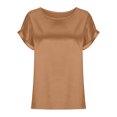 thumbnail image 3 of EQWLJWE Hauts d'Été pour Femmes Hauts pour Femmes Liquidation Mode T-Shirt d'Été pour Femme à Col Rond Uni à Manches Courtes Aguichant Blouse, 3 of 5