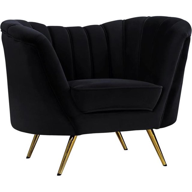 Meridian Furniture Margo Fauteuil en Velours Noir