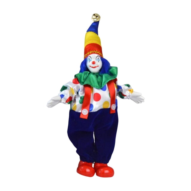 lionlar 8" Clown Character Doll Beautiful Costumes Porcelain Clown Model Display Can Sit Blue Pants