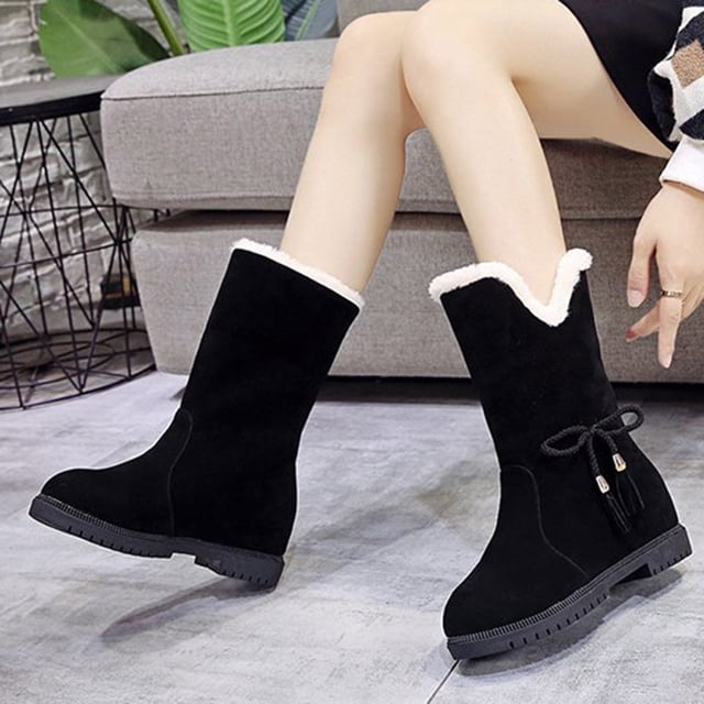 LSLJS Bottes Unies de Mode pour Femmes, Bottes à Talon Bas Rond pour Femmes, Bottines et Bottillons pour Femmes, Bottes pour Femmes