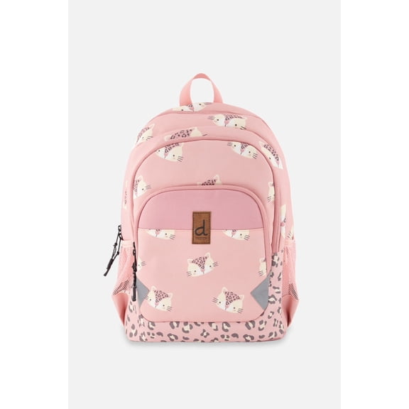 Deux par Deux Little Girl Leopard Adorable Compact Functional Spacious Backpack Pink Leopard Print