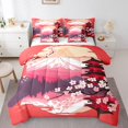 thumbnail image 1 of YST Ensemble de Literie Fleurs de Cerisier Roses 7 Pcs Style Japonais, Ensemble de Couette Floral Botanique Taille Simple, Thème Mont Fuji, Simple (7 Unités), 1 of 4