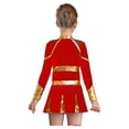 thumbnail image 2 of RUNQHUI Filles Enfants Paillettes Manches Longues Robe de Danse Ballet Uniforme d'Équipe Compétition Encouragement Danse Rouge 12, 2 of 7