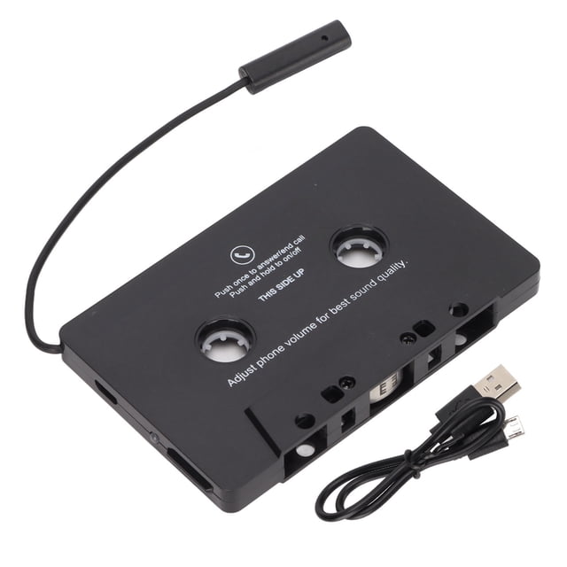 Car Audio Cassette Adapter Tape, Car Cassette Receiver Black USB Charging Easily Control Wide Support For Car Stereo